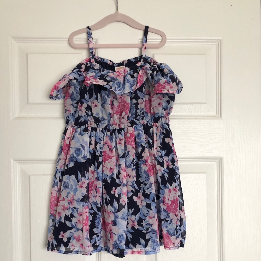 Navy Floral Off the Shoulder Spring Dress 4T
